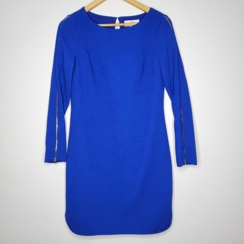 Belle by Badgley Mischka Size 2 Solid Blue Zipper Long Sleeves Women's Dress‎